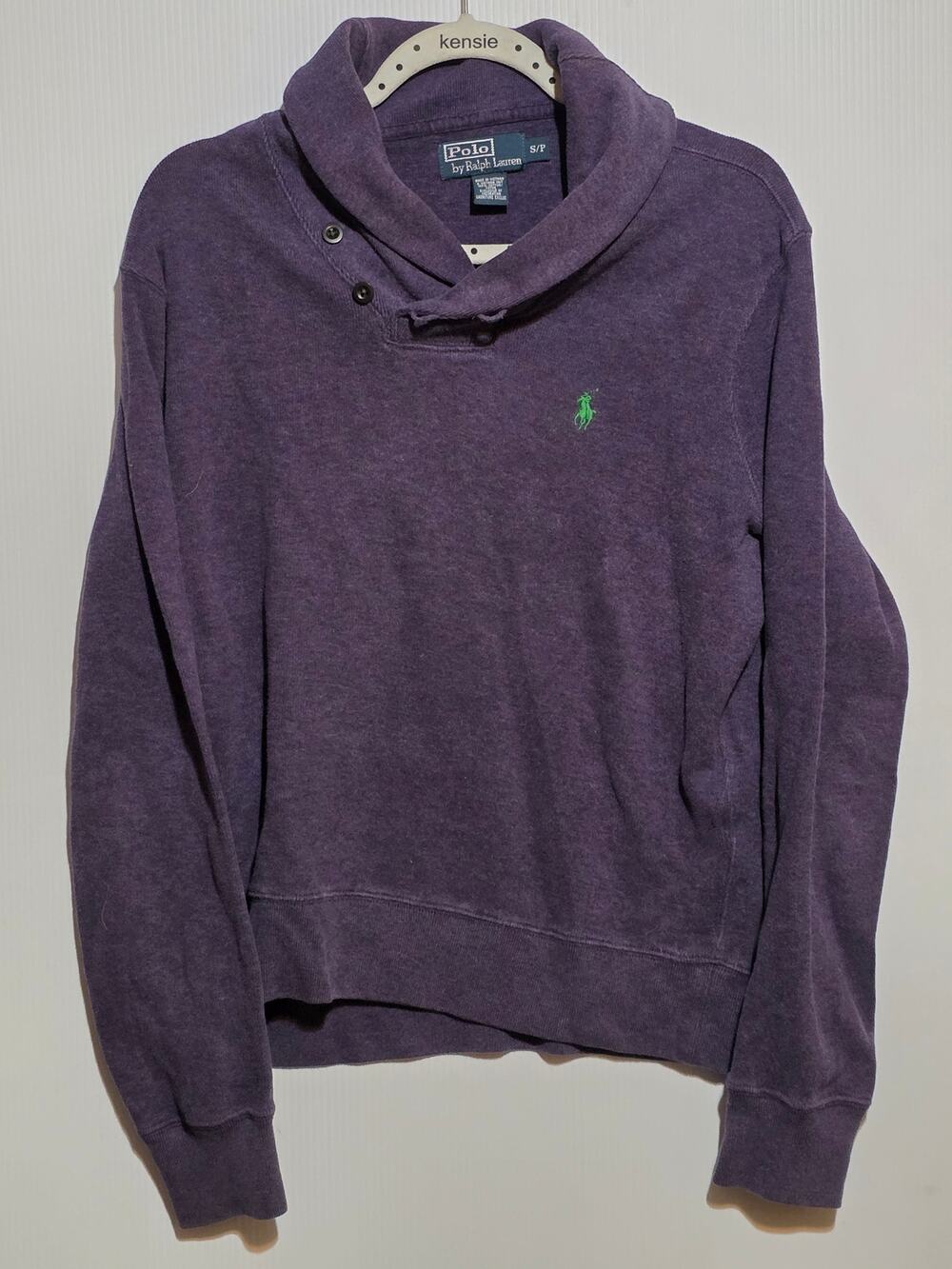 Ralph Lauren Purple Shawl Collar Pullover Sweatshirt S Preppy Classic Staple
